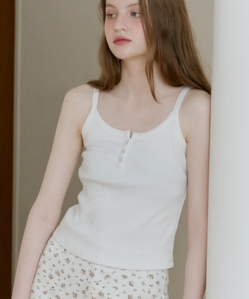 Eurovintage キャミソール　綿　nico bank ユーロヴィンテージ GIUNON キャミソール pico lace button camisole / ピコレースボタン