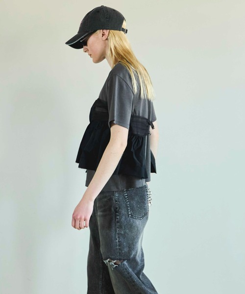【新品】MAISON SPECIAL ドッキングツイステッドTシャツ ブラック MAISON SPECIAL]ドッキングツイステッドTシャツ/BLACK