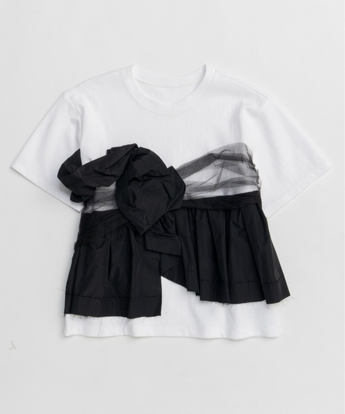 [MAISON SPECIAL]ドッキングツイステッドTシャツ/BLACK MAISON SPECIAL tシャツ Docking Twisted T-shirt/ドッキング