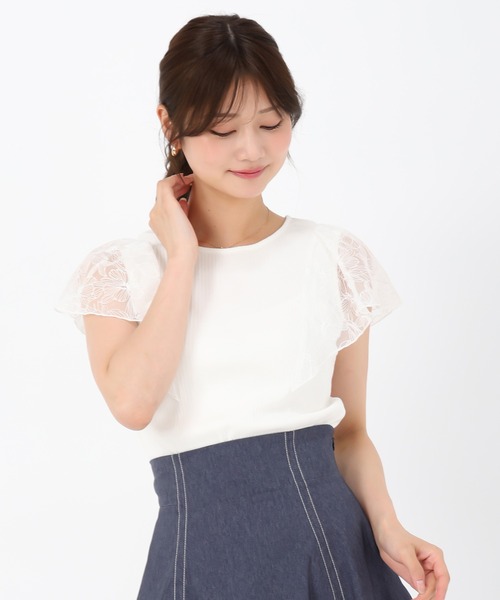 tシャツ 2025春夏新作 レースフリル袖リブカットトップス レディース MISCH MASCH tシャツ 2025春夏新作 レースフリル袖リブカット