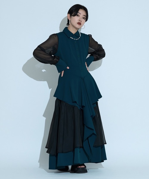 値下げ不可シアーボイル　ラッフルワンピース WEB限定】シアーボイル ラッフルワンピース / 組曲