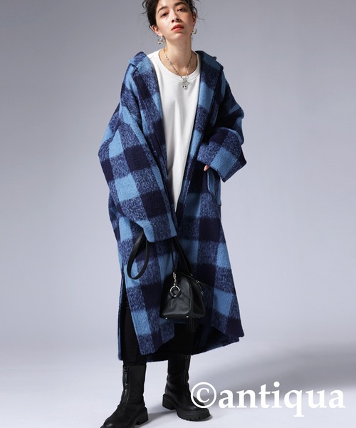 antiqua（アンティカ） 「patterntorso」チェスターコート FREE ブルー