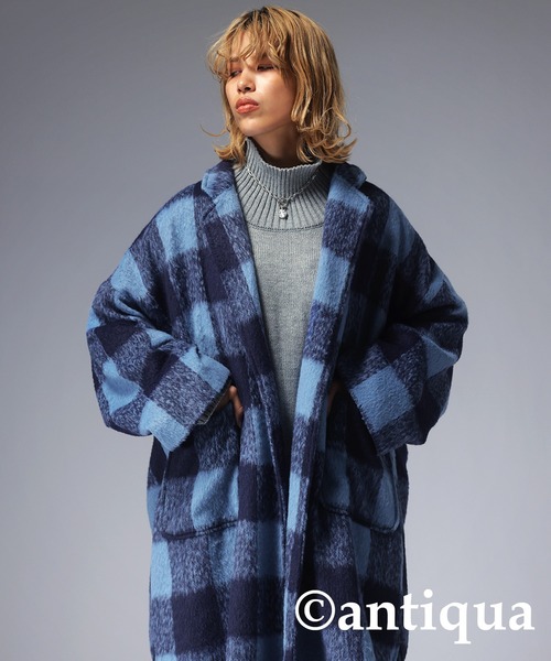 antiqua（アンティカ） 「patterntorso」チェスターコート FREE ブルー