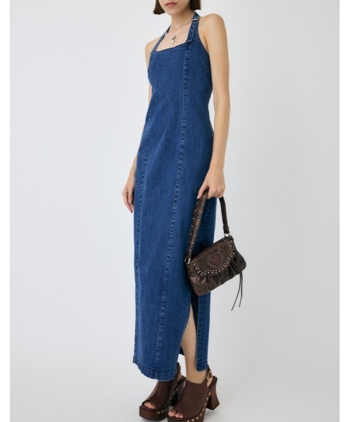MOUSSY（マウジー） ワンピース 夏 HALTER STRAP DENIM ドレス
