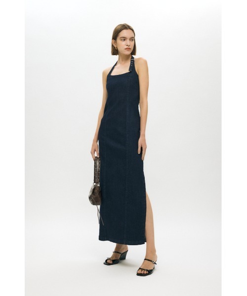 MOUSSY（マウジー） ワンピース 夏 HALTER STRAP DENIM ドレス