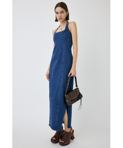 MOUSSY（マウジー） ワンピース 夏 HALTER STRAP DENIM ドレス