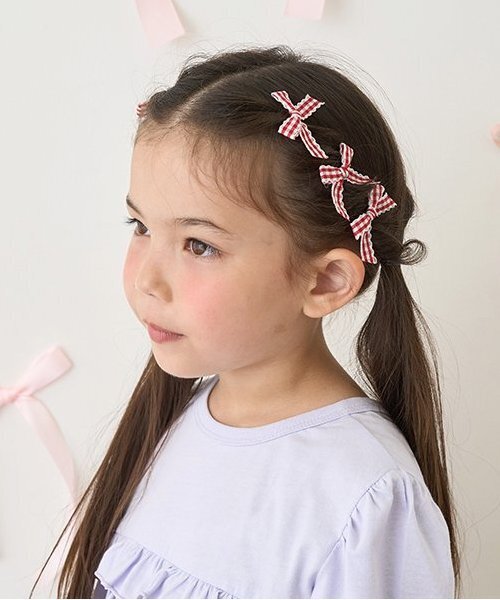 ヘアクリップ チェックリボンちびヘアクリップ6Pセット : ZOZOTOWN
