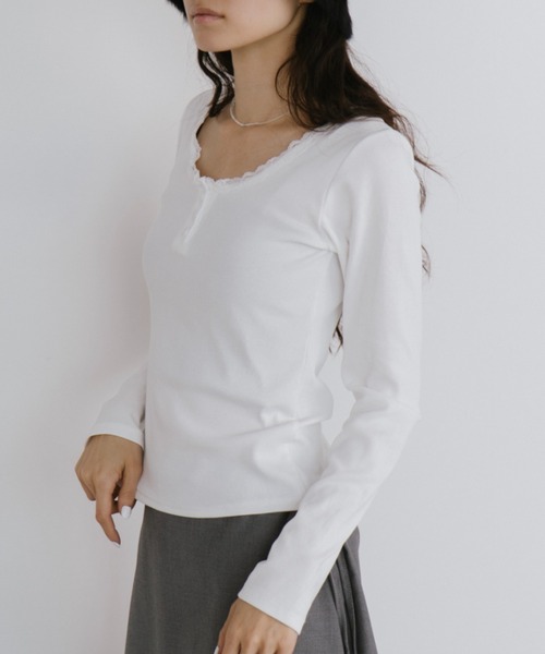 duei（デュイ） tシャツ レースヘンリーネックロングスリーブトップス