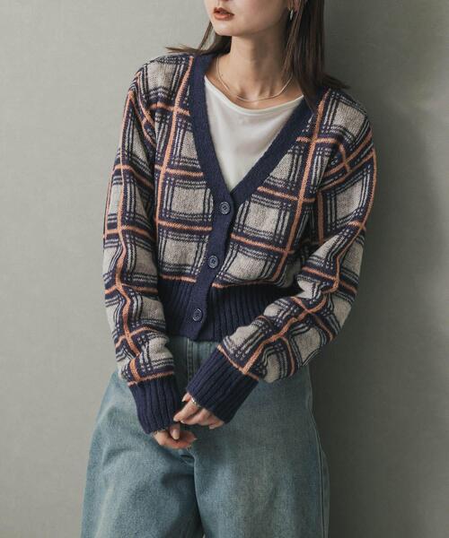 SENSE OF PLACE by URBAN RESEARCH カーディガン モヘアチェック SENSE OF PLACE by URBAN RESEARCH カーディガン モヘアチェック
