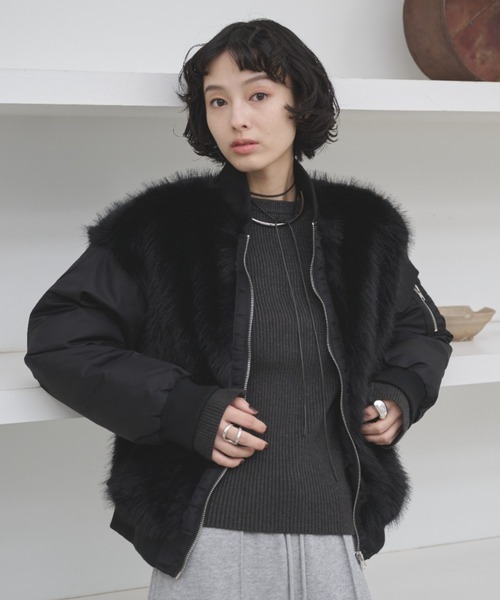 AIC. ma1 ma-1 ファーコンビネーション中綿MA-1 レディース : ZOZOTOWN