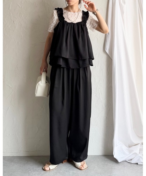 She's Closet セットアップ 肩フリルショルダーギャザーキャミソール