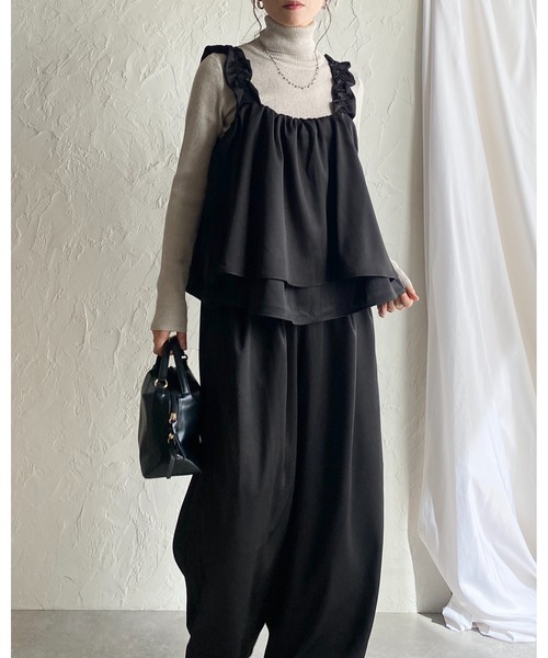 She's Closet セットアップ 肩フリルショルダーギャザーキャミソール