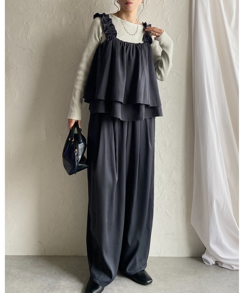 She's Closet セットアップ 肩フリルショルダーギャザーキャミソール