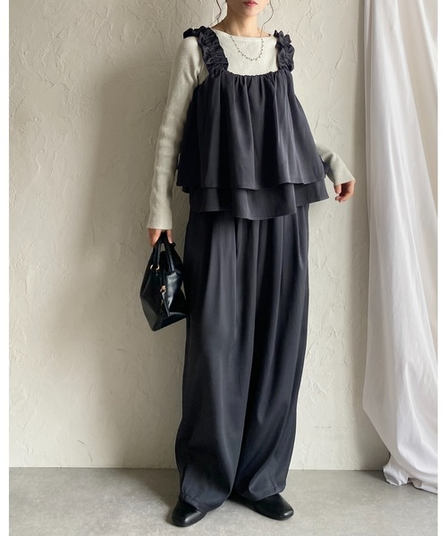 She's Closet セットアップ 肩フリルショルダーギャザーキャミソール