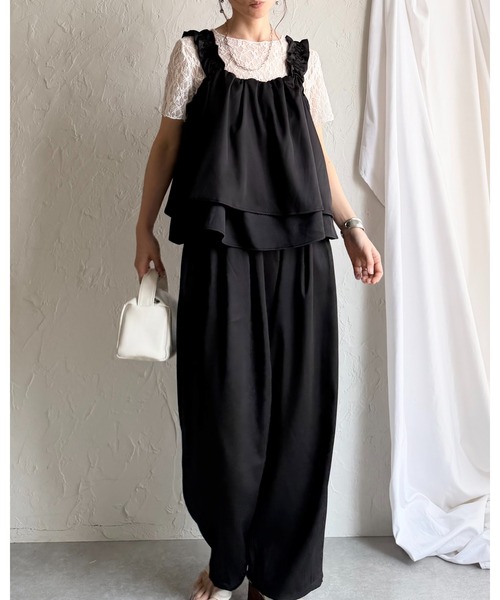 She's Closet セットアップ 肩フリルショルダーギャザーキャミソール