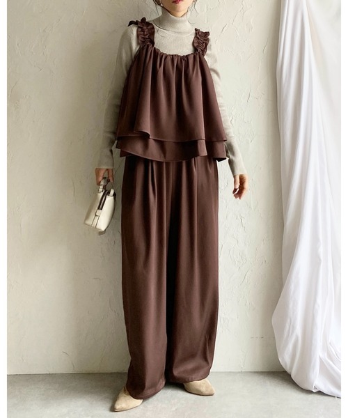 She's Closet セットアップ 肩フリルショルダーギャザーキャミソール