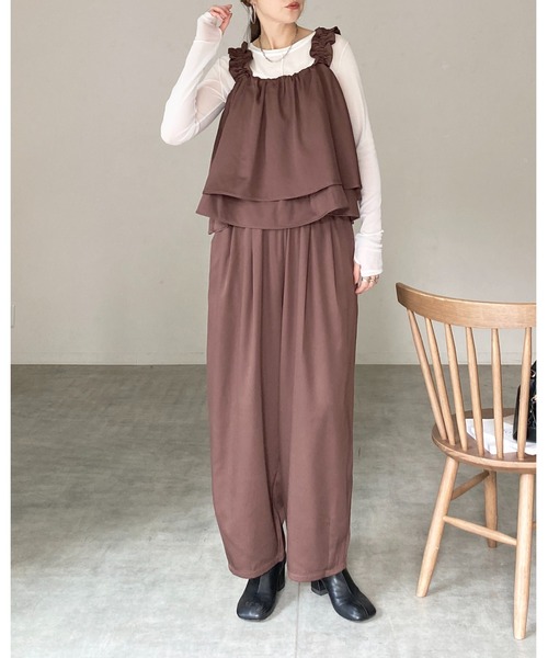 She's Closet セットアップ 肩フリルショルダーギャザーキャミソール