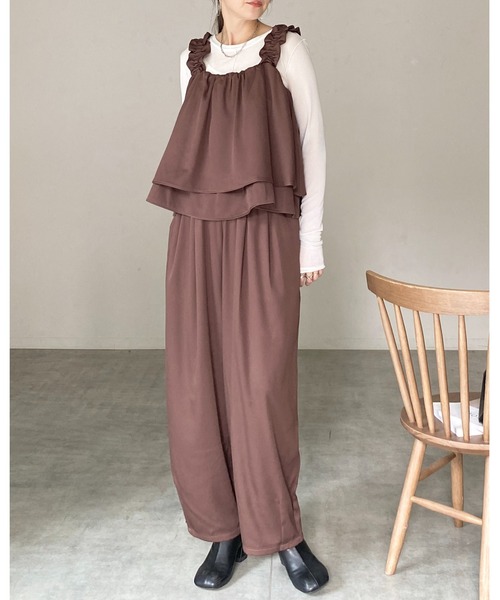 She's Closet セットアップ 肩フリルショルダーギャザーキャミソール