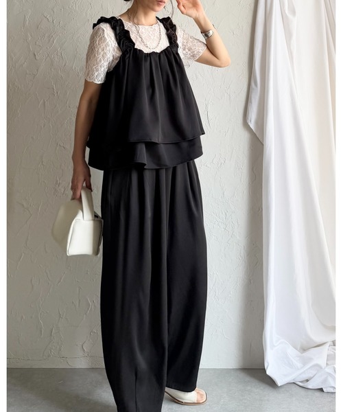 She's Closet セットアップ 肩フリルショルダーギャザーキャミソール