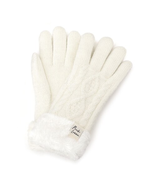 PINK-latte（ピンクラテ） 手袋 ケーブル編み裏モール手袋 キッズ 子供