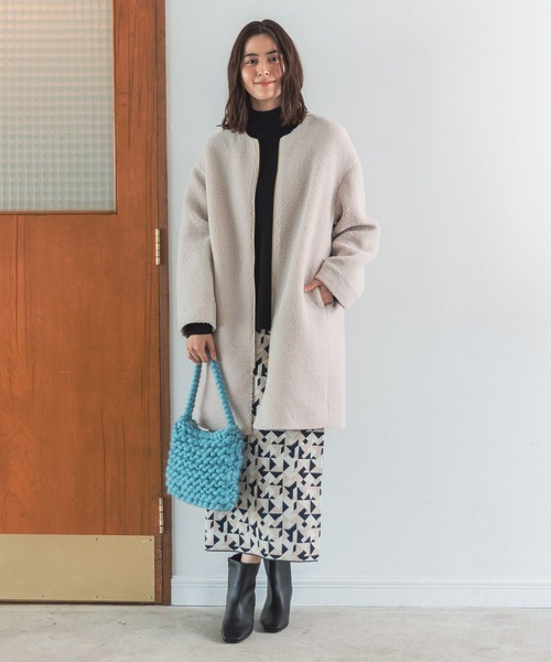 「LEPSIM」 ノーカラーコート MEDIUM モカ レディース_画像4