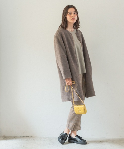 「LEPSIM」 ノーカラーコート MEDIUM モカ レディース_画像8