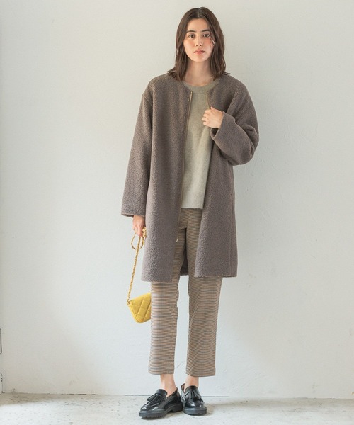 「LEPSIM」 ノーカラーコート MEDIUM モカ レディース_画像9