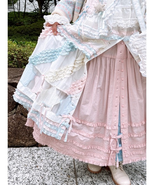 PINK HOUSE（ピンクハウス） スカート 星ワッペン使い配色フリル