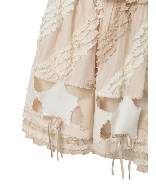 PINK HOUSE（ピンクハウス） スカート 星ワッペン使い配色フリル