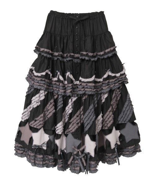 PINK HOUSE（ピンクハウス） スカート 星ワッペン使い配色フリル