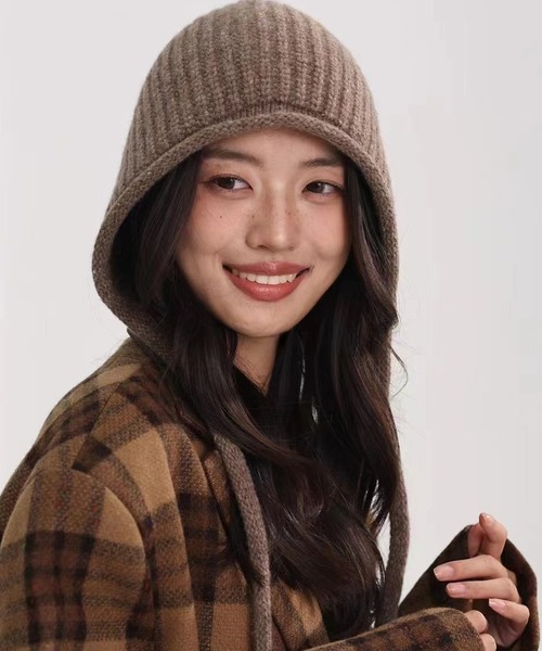 DAY CLOSET ニット帽 ニットキャップ 「耳当て＆調節できる顎紐付き