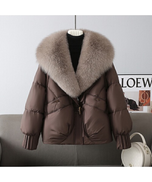 コート アウター ラグジュアリーエコファーショート中綿コート