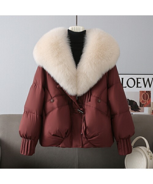 コート アウター ラグジュアリーエコファーショート中綿コート