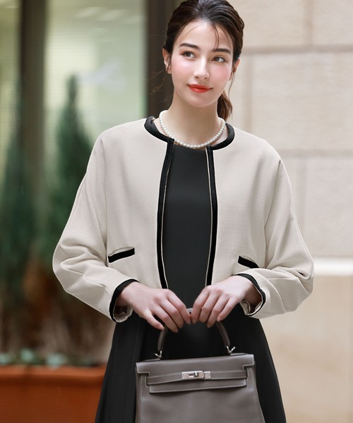 「Flolia」 ジャケット 2L ベージュ レディース_画像4