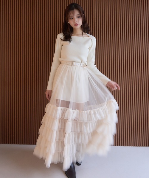 eimy istoire 新品 レイヤードスカート EIMY ISTOIRE（エイミーイストワール） スカート チュールティアード