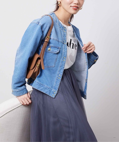 「Chez toi」 ノーカラージャケット FREE アイボリー レディース_画像4