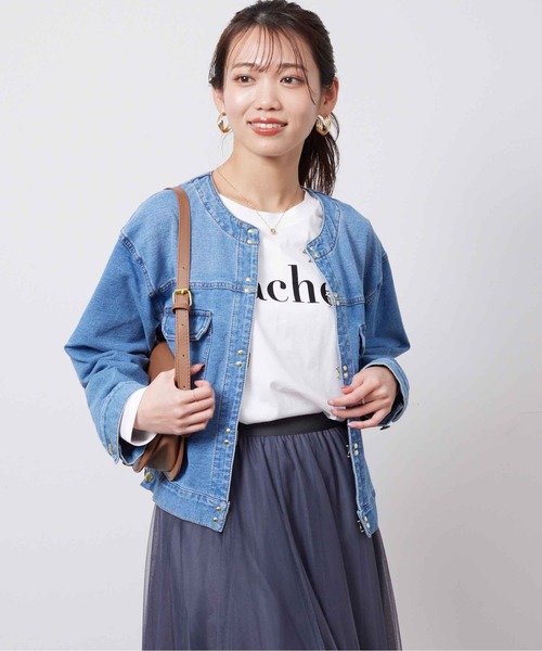 「Chez toi」 ノーカラージャケット FREE アイボリー レディース_画像5