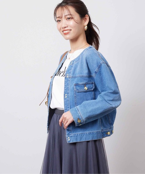 「Chez toi」 ノーカラージャケット FREE アイボリー レディース_画像7