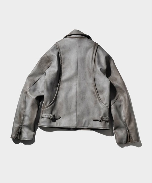 Camphor wood 革ジャン ライダース FADED SHORT LENGTH PU-LEATHER