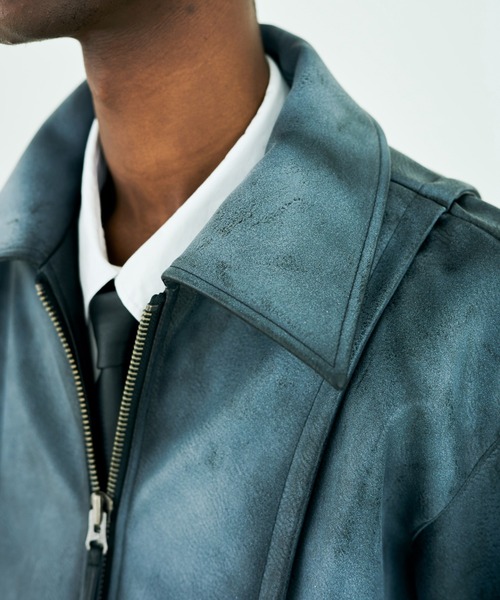 Camphor wood 革ジャン ライダース FADED SHORT LENGTH PU-LEATHER