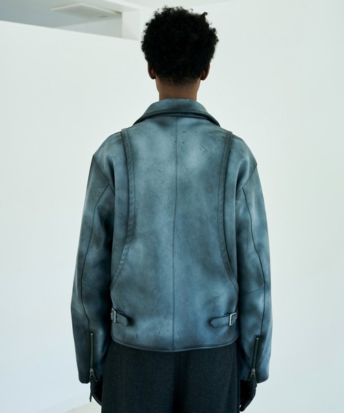 Camphor wood 革ジャン ライダース FADED SHORT LENGTH PU-LEATHER