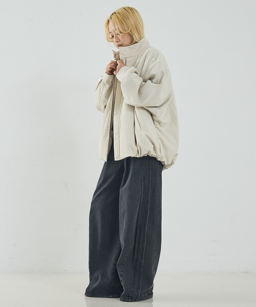 Q　ドルマンリラックスブルゾン （ベージュ） BONDING DOLMAN BLOUSON