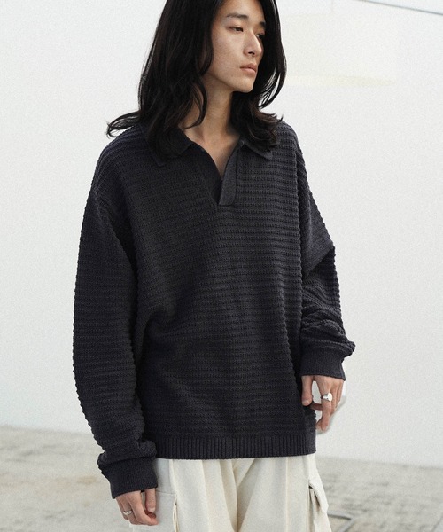 「WYM LIDNM」 長袖ニット M ベージュ メンズ_画像5