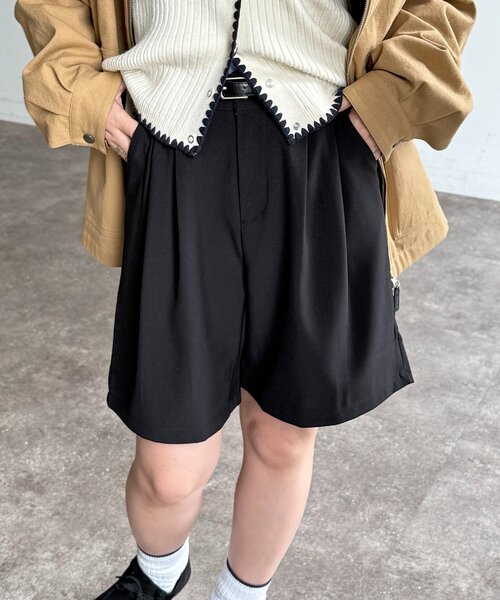 黒 ベルト付きショートパンツ CPCM（シーピーシーエム） パンツ ベルト付きショートパンツ