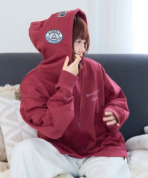 「AIRWALK」 ジップアップパーカー LARGE ワインレッド レディース_画像6