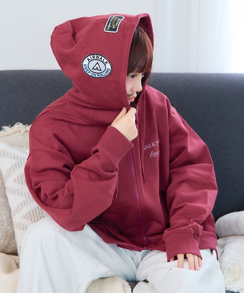 「AIRWALK」 ジップアップパーカー LARGE ワインレッド レディース_画像7