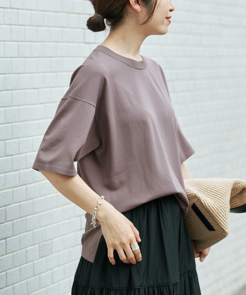 サマーニット ニット セーター ニットTシャツ レディースの画像