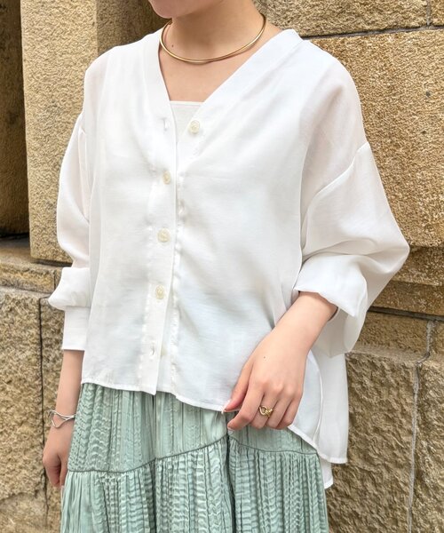 ブラウス シャツ 「軽やか/程よい抜け感」シアーシャツカーディガン レディースの画像