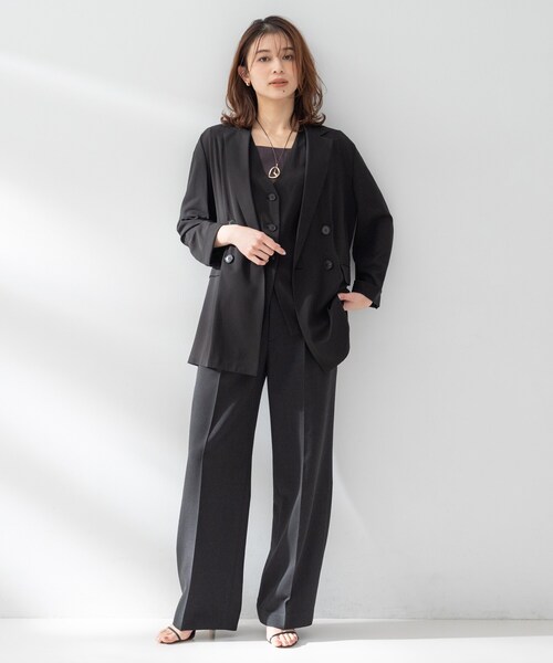 新品タグ付き　UNTITLED　ヴィスコースリネンベスト　ブラック黒　ジレ UNTITLED（アンタイトル） ベスト ジレ 「セットアップ可/接触冷感