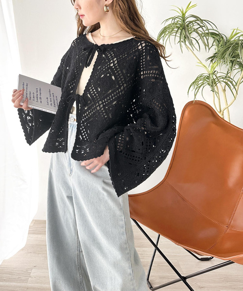 「classicalelf」 ニットカーディガン LARGE ネイビー レディース_画像4